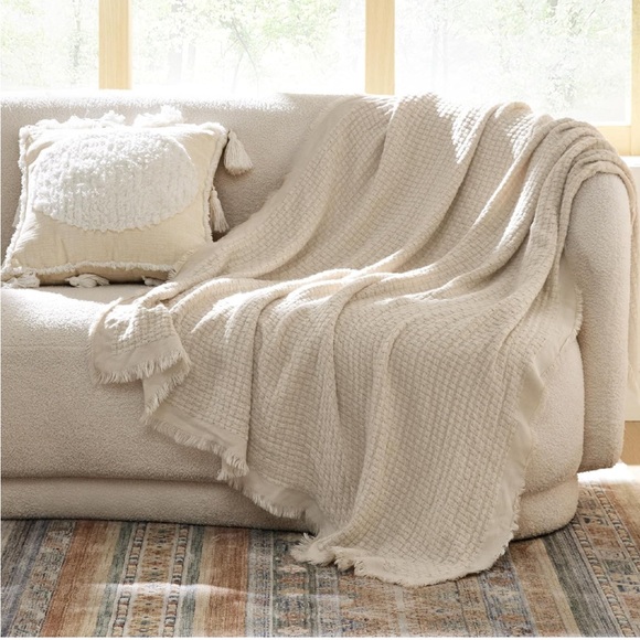 Beige Throw Blanket - Picture 2 of 4